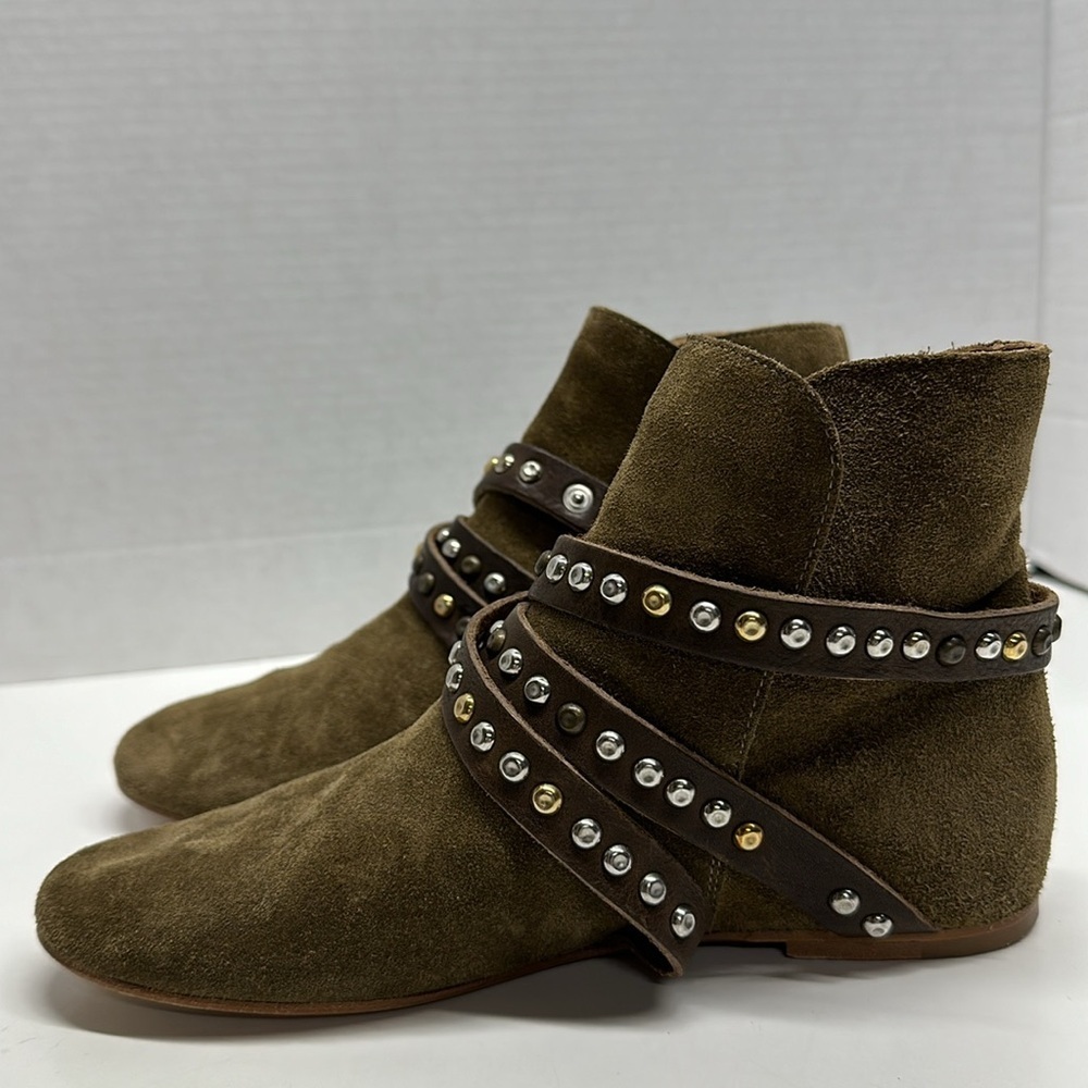 Isabel Marant Etoile Hey Jude Ruben Studded Strap Suede Ankle Boots Booties 37 7 - Picture 2 of 10
